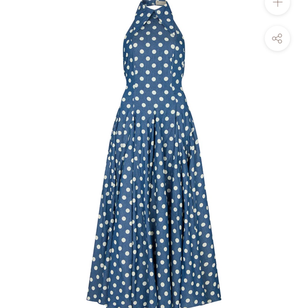 Polka Dot Halter Neck Blue Dress
